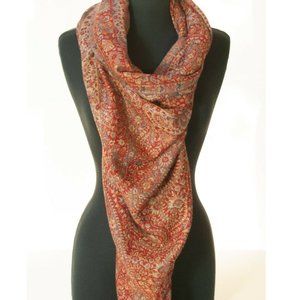 Large Red Wool Shawl. The Return of a Classic. Paisley Jamavar Pashmina Wrap.